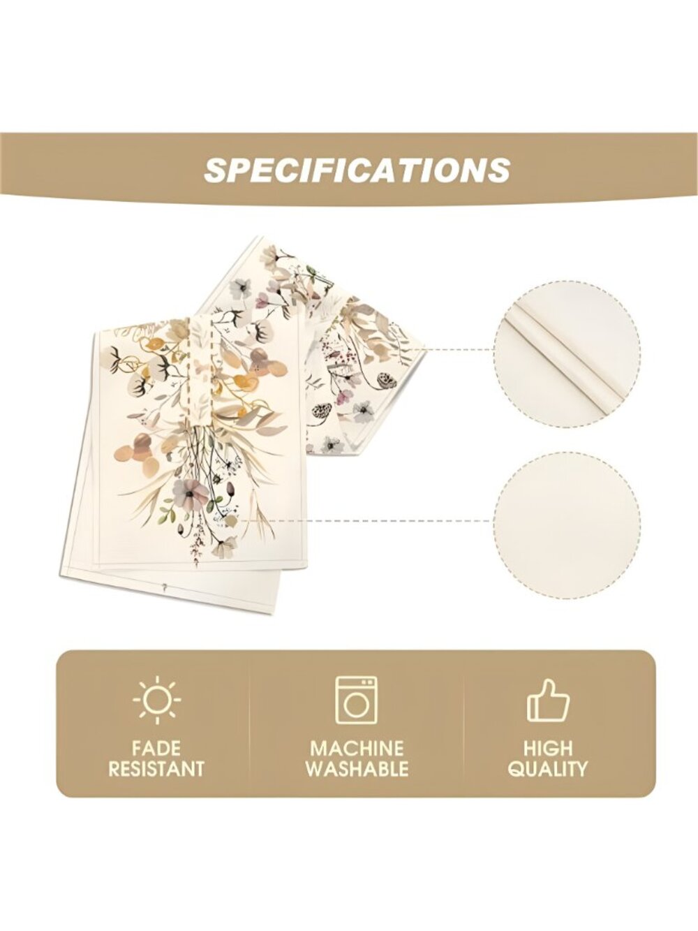 Wildflower Leaves Floral Fall Table Runner, Autumn Thanksgiving 13x72 Inch - Picture 5 of 7